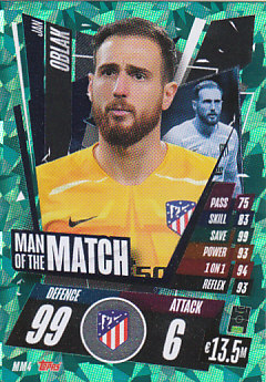 Jan Oblak Atletico Madrid 2020/21 Topps Match Attax CL Man of the Match #MM04